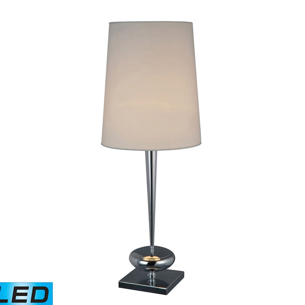 Sayre LED Table Lamp In Chrome With White Faux Silk Shade