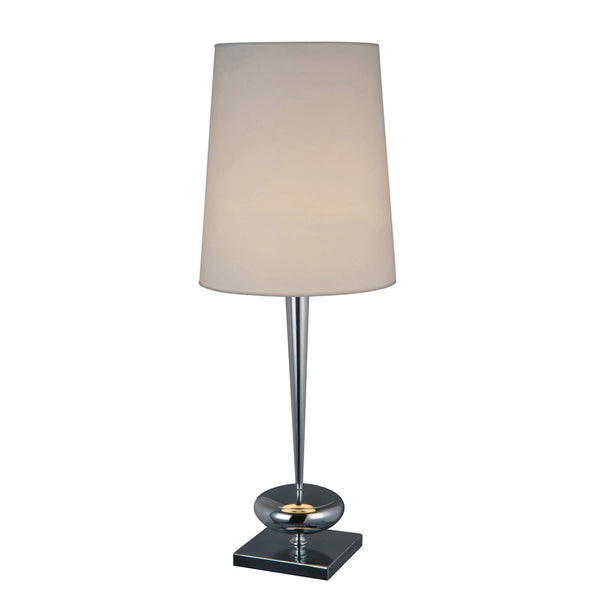 Sayre Table Lamp In Chrome With White Faux Silk Shade