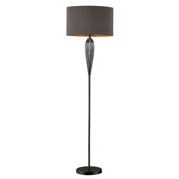 Carmichael Floor Lamp In Steel Smoked Glass And Black Nickel