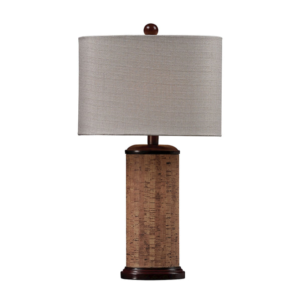 Cork Table Lamp In Brown With Light Beige Shade