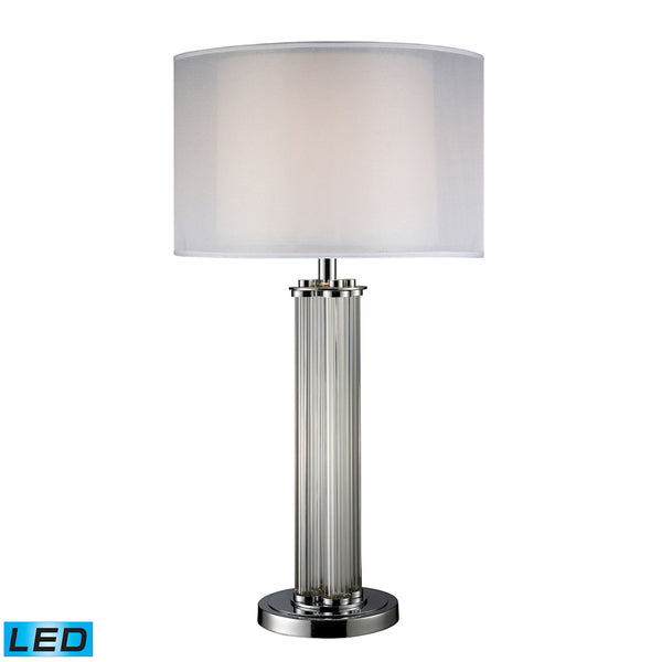 Hallstead LED Table Lamp In Chrome With Silver Organza Shade