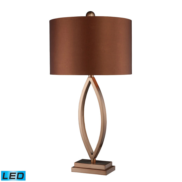 Dale LED Table Lamp In Coffee Plating With Copper Faux Silk Shade