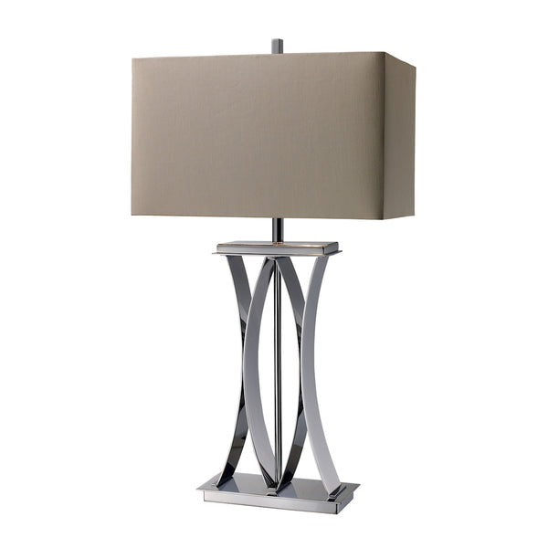 Joline Table Lamp In Chrome With Grey Faux Silk Shade