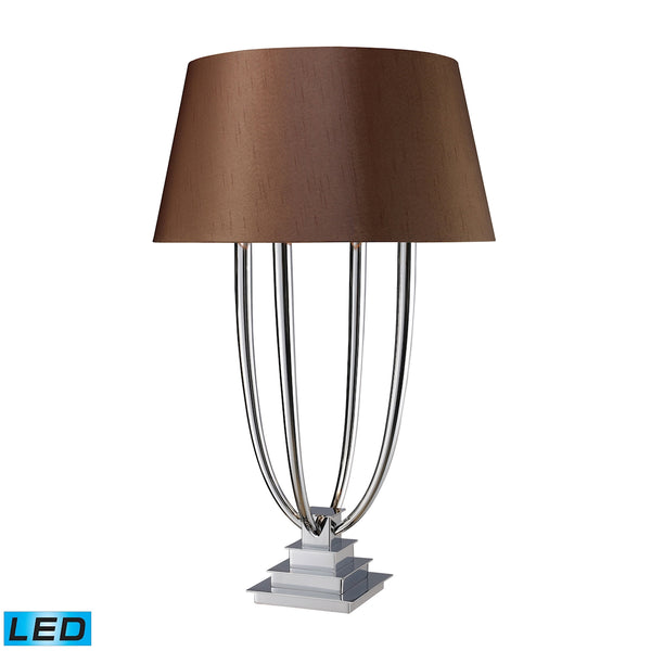 Harris 4 Light LED Table Lamp In Chrome With Chocolate Shade
