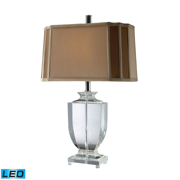 Layfette LED Table Lamp In Clear Crystal With Cream And Taupe Shade
