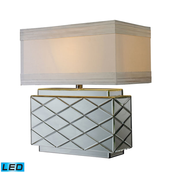 Wellsville LED Table Lamp In Mirror Finish With White Shade