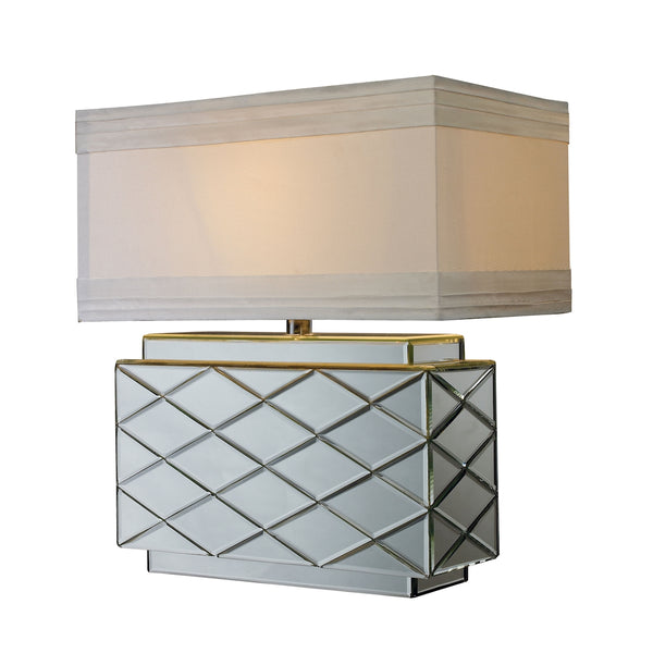 Wellsville Table Lamp In Mirror Finish With White Shade