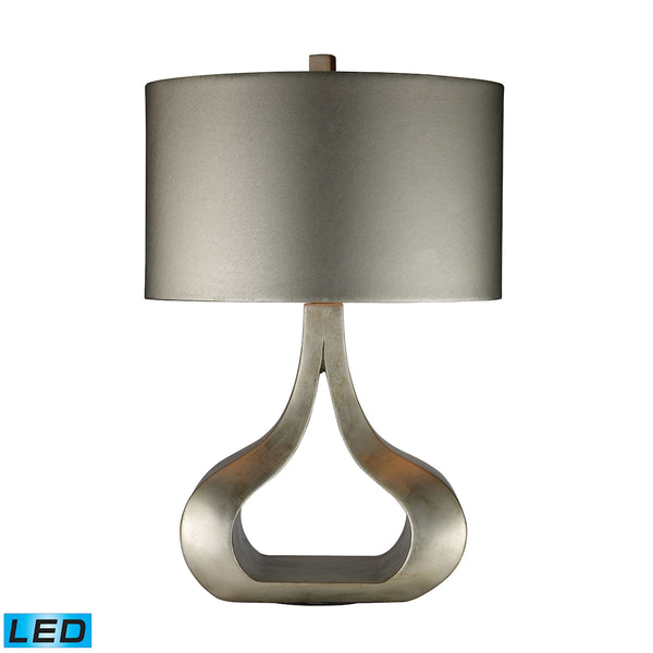 Carolina LED Table Lamp In Silver Leaf With Metallic Silver Shade