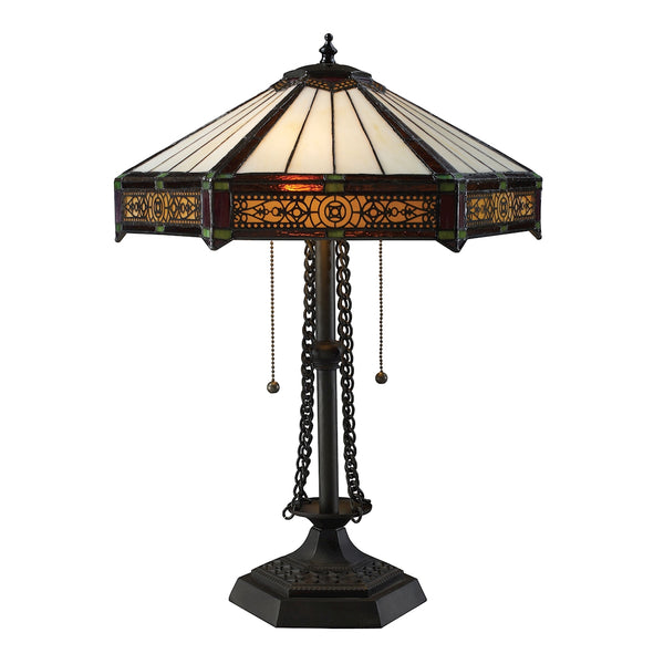 Filigree 2 Light Table Lamp In Tiffany Bronze