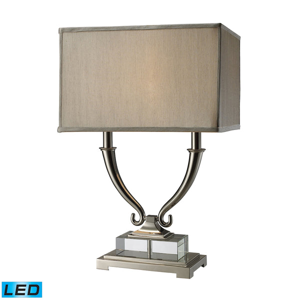 Roberts 2 Light LED Table Lamp In Polished Nickel And Clear Crystal