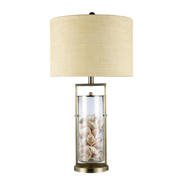 Millisle Table Lamp In Antique Brass And Clear Glass With Shells