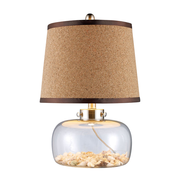 Margate Table Lamp In Clear Glass With Shells And Natural Cork Shade