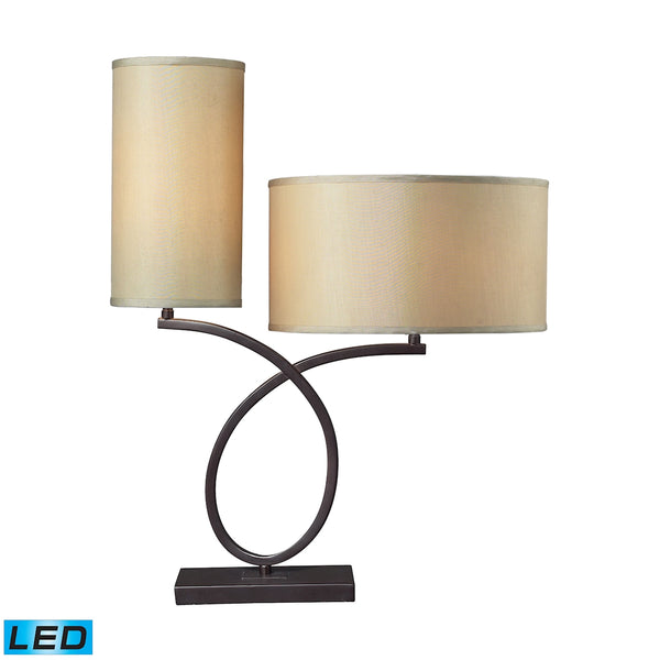 GreenwiCh LED Table Lamp In Aged Bronze With Light Gold Shade
