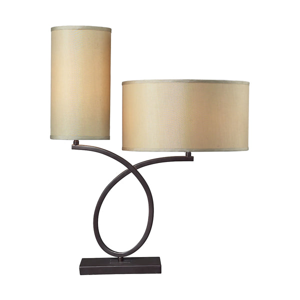 Greenwich Table Lamp In Aged Bronze With Light Gold Shade