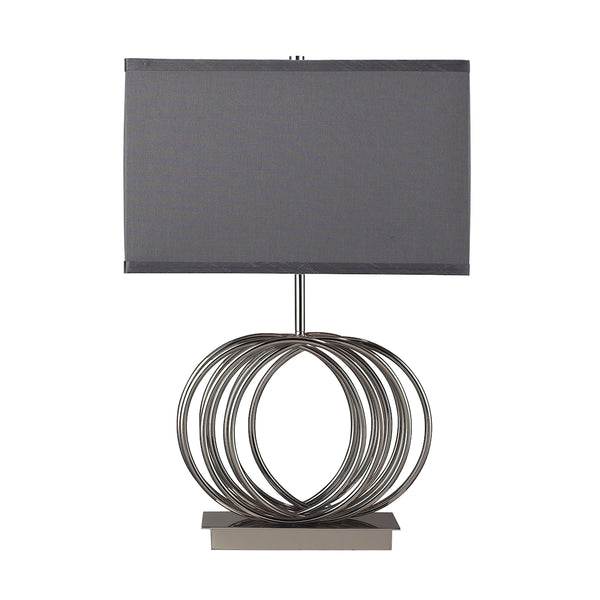 Ekersall Table Lamp In Chrome With Grey Faux Silk Shade