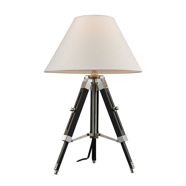 Studio Table Lamp In Chrome And Black With Woven Linen Shade