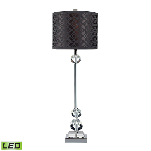 Chamberlain LED Table Lamp In Chrome And Clear Crystal With Laser Cut Shade