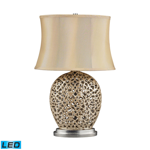 Serene LED Table Lamp In Pearlescent Cream With Light Beige Shade