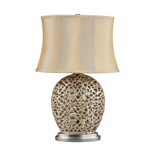 Serene Table Lamp In Pearlescent Cream With Light Beige Shade