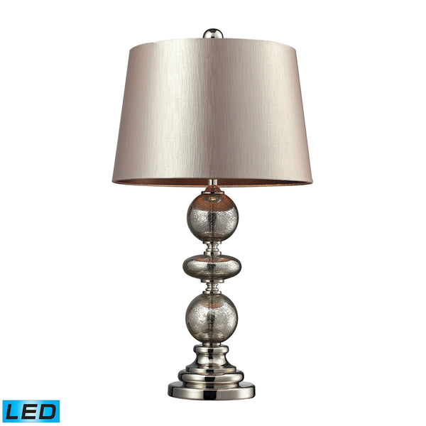 Hollis LED Table Lamp In Antique Mercury Glass And Polished Nickel