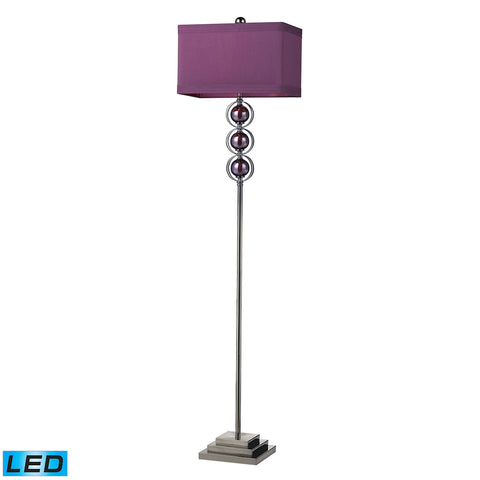 Alva Contemporary LED Floor Lamp In Black Nickel And Purple