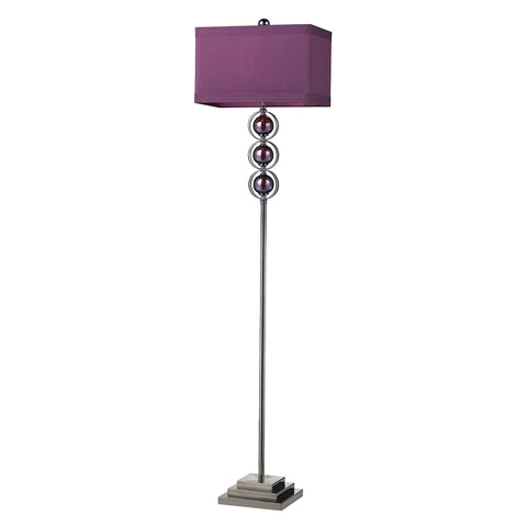 Alva Contemporary Floor Lamp In Black Nickel And Purple