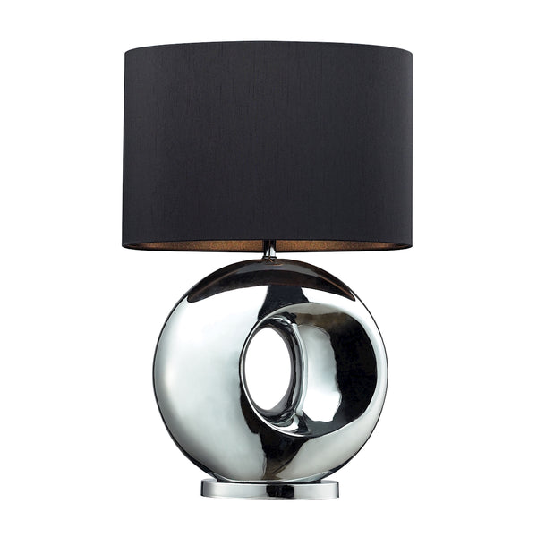 Tobermore Ceramic Table Lamp In Chrome With Black Shade