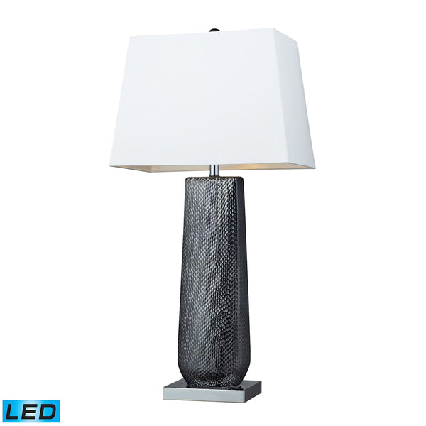 Milan Ceramic LED Table Lamp In Black Pearl And Chrome