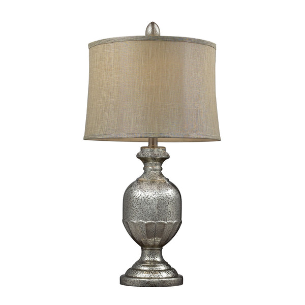 Emma Antique Mercury Glass Table Lamp With Metallic Gray Linen Shade