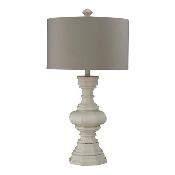 Parisian Plaster Finish Table Lamp With Light Grey Shade