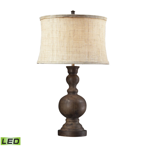 Westbridge Wooden LED Table Lamp With Hand Woven Natural Linen Shade