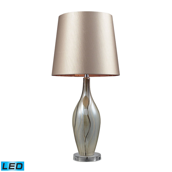 Etna Ceramic LED Table Lamp In Painted Ribbon Finish With Champagne Shade
