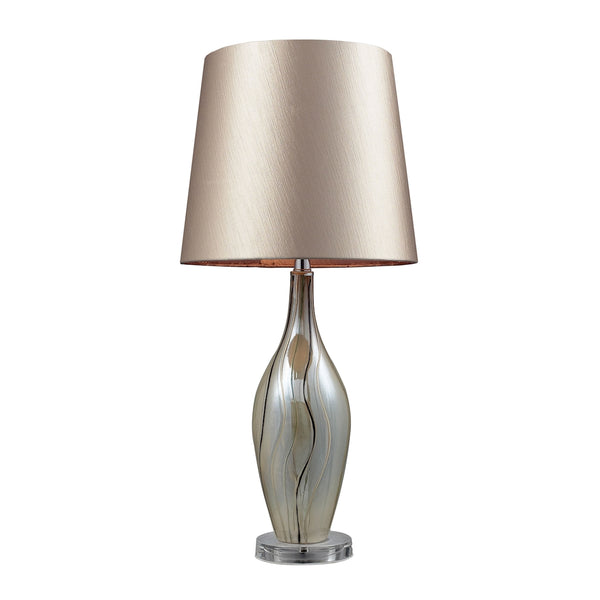 Etna Ceramic Table Lamp In Painted Ribbon Finish With Champagne Shade
