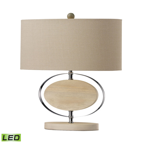 Hereford Bleached Wood LED Table Lamp in Chrome