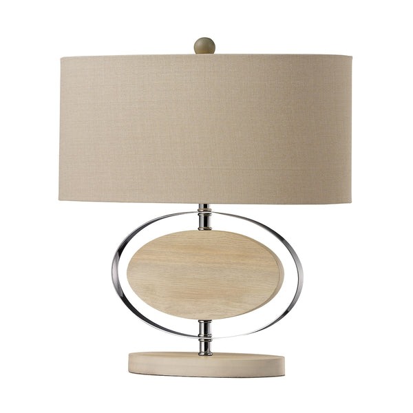 Hereford Bleached Wood Table Lamp in Chrome