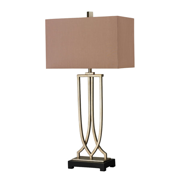 Free Form Iron Table Lamp In Antique Silver Leaf Finish