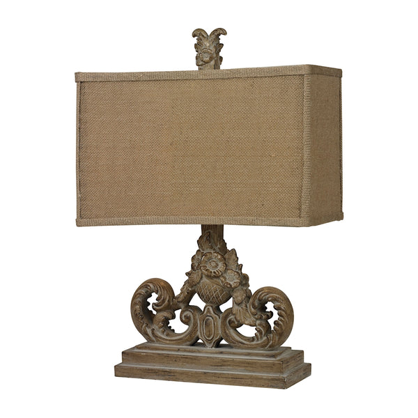 Sutherlin Table Lamp in Aged Wood