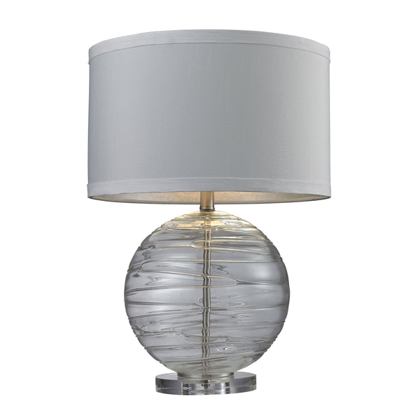 Blown Glass Table Lamp With Swirl Detail In Clear