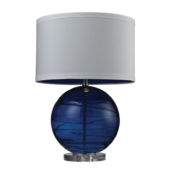 Blown Glass Table Lamp with Swirl Detail in Sapphire Blue