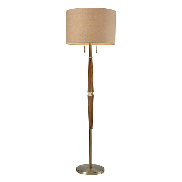Jorgenson Floor Lamp In Wood And Satin Brass