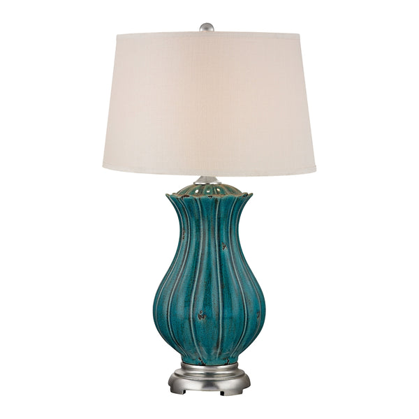 Pewsey Oversized Ceramic Table Lamp In Distressed Dark Teal