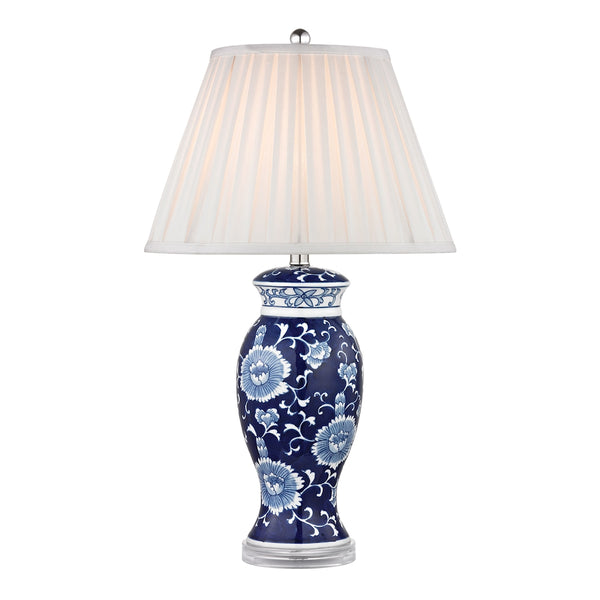 Hand Painted Ceramic Table Lamp In Blue And White With Acrylic Base