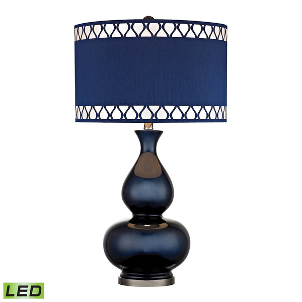 Heathfield Glass LED Table Lamp in Navy Blue
