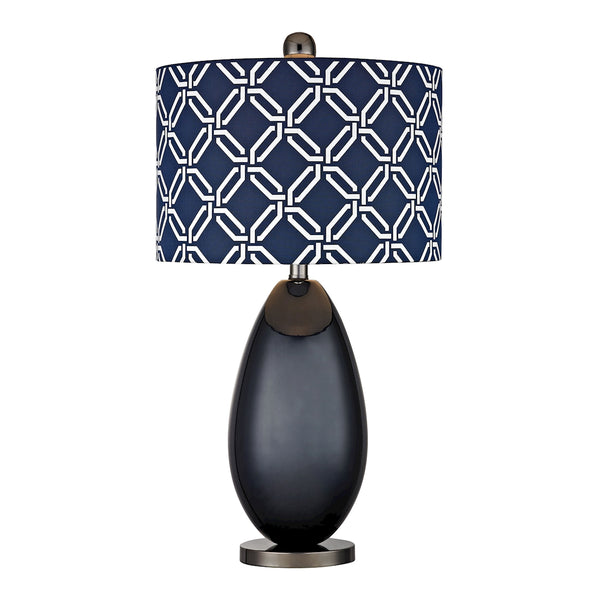 Sevenoakes Table Lamp In Navy Blue And Black Nickel