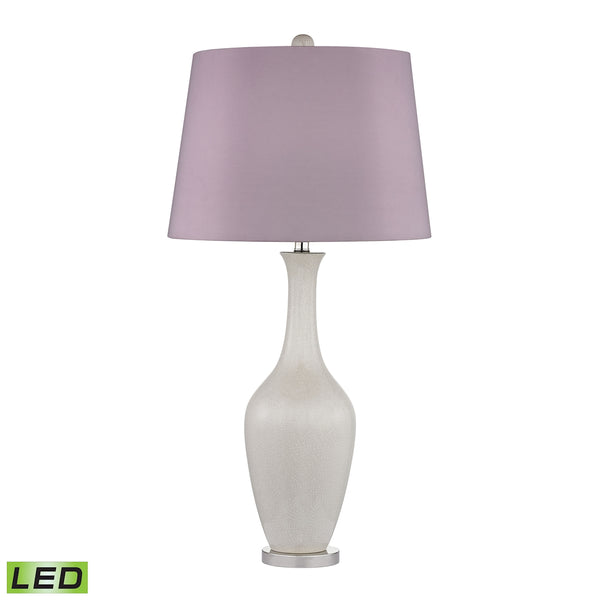 Highworth Ceramic LED Table Lamp In Cream Crackle and Polished Nickel