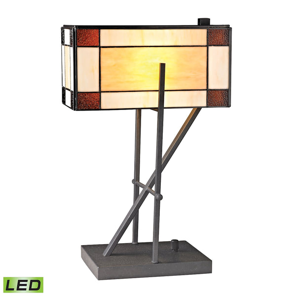 Fort William Tiffany Glass LED Table Lamp in Matte Black