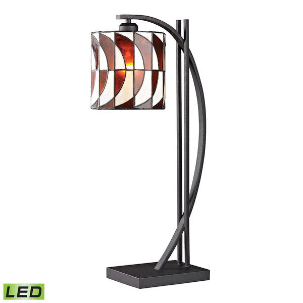 Eastbourne Tiffany Glass LED Table Lamp in Matte Black