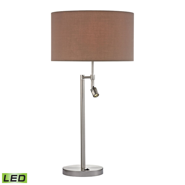 Beaufort LED Table Lamp in Satin Nickel With Adjustable LED Reading Light