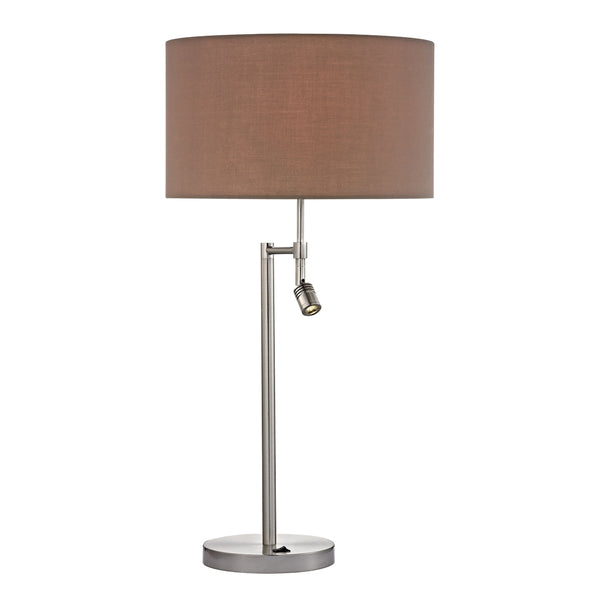 Beaufort Table Lamp in Satin Nickel With Adjustable LED Reading Light