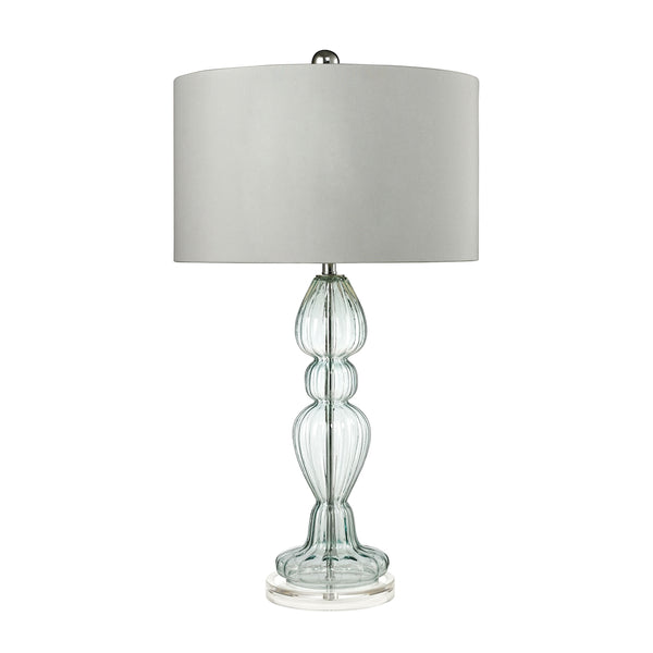 Ribbed Glass Table Lamp in Light Blue